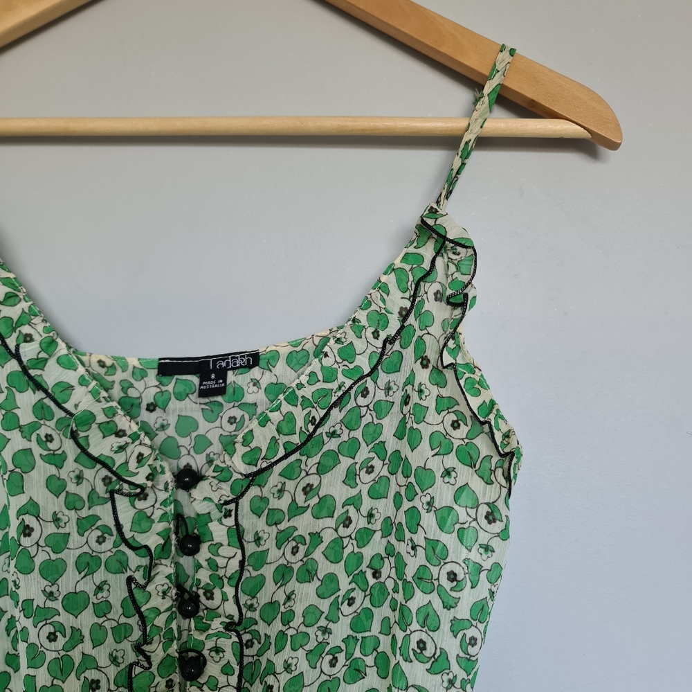 Ladakh Camisole Singlet Top Blouse Green Christmas - Picture 6 of 9